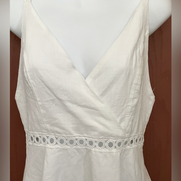 White Cotton Open backed Mini Dress. - Picture 2 of 10